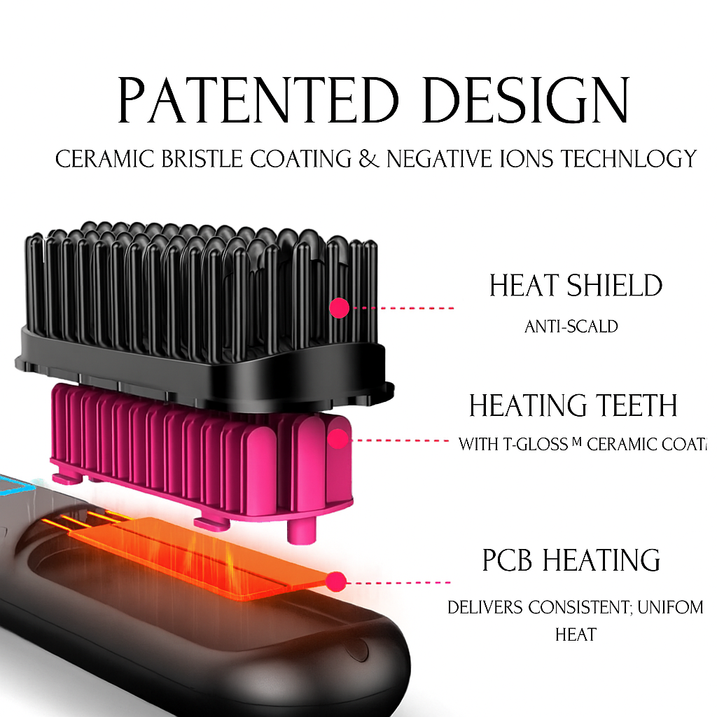 Portable smoothing brush – Tame your unruly strands. In seconds.