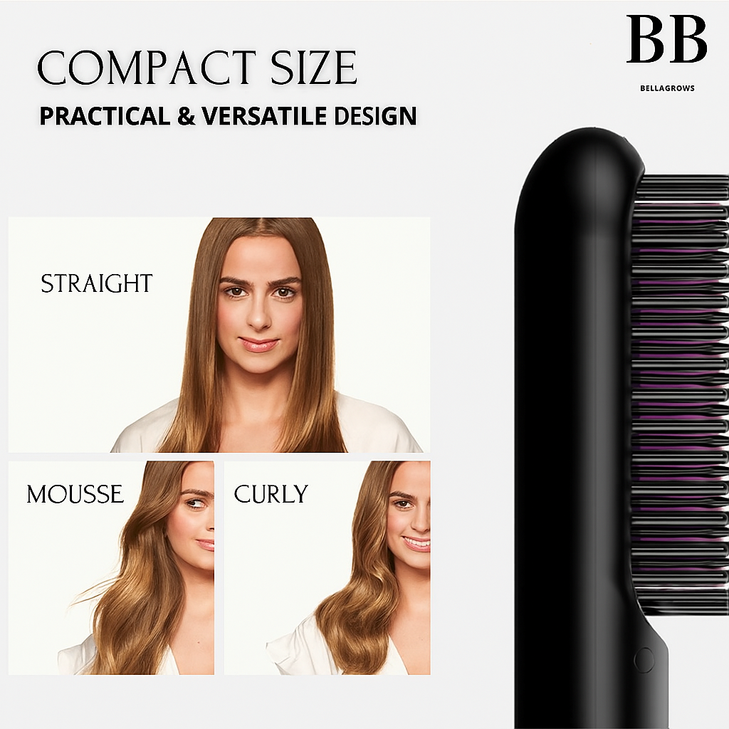 Portable smoothing brush – Tame your unruly strands. In seconds.