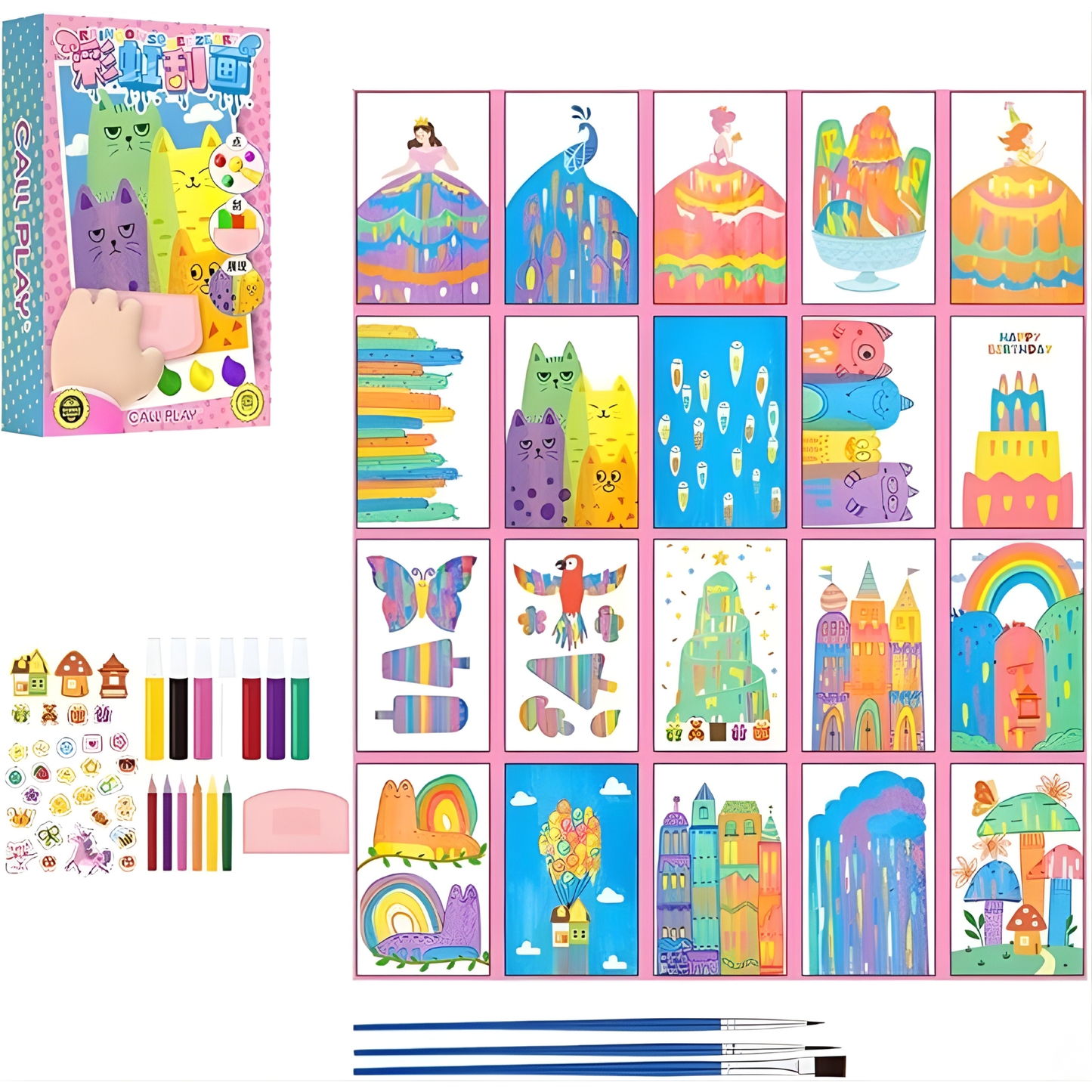 Magic Squeegee Verfset™ – Pel, Schraap & Ontdek Regenboogkunst