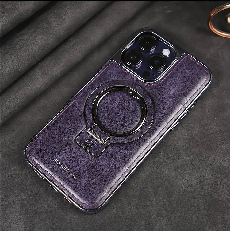 iPhone LuxeLeder Metalen Standhouder Hoesje