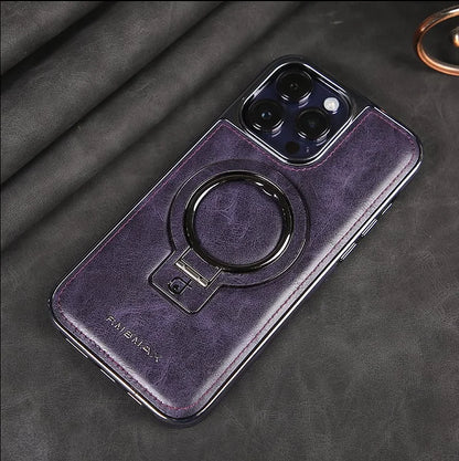 iPhone LuxeLeder Metalen Standhouder Hoesje