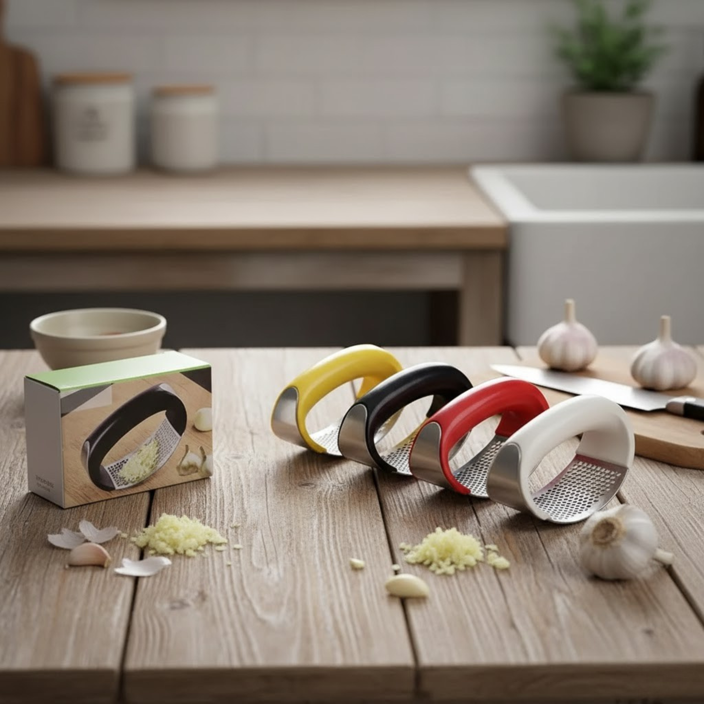 EasyCrush™ 6-Color Garlic Press – Quick, Clean & Comfortable