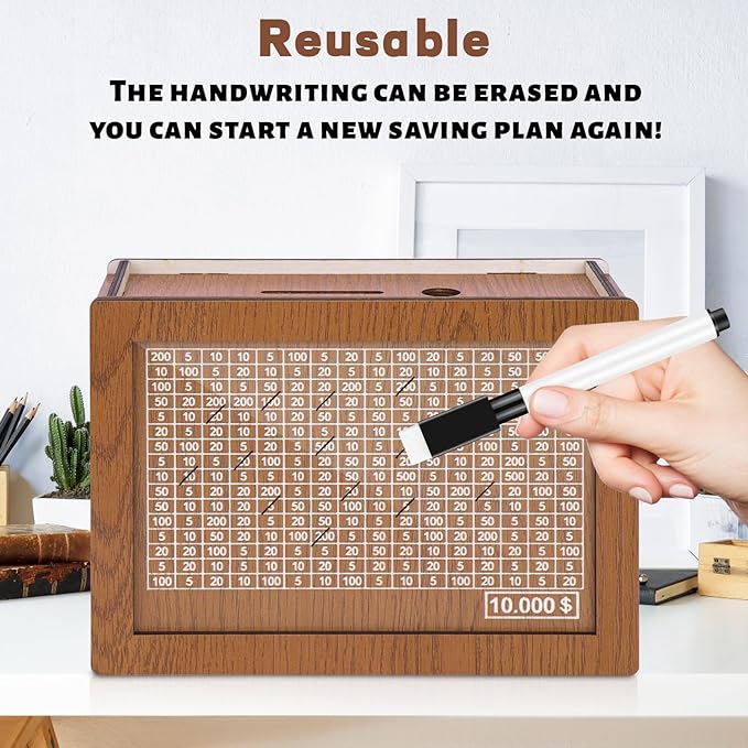 Wooden Savings Challenge Box – Turn Saving into a Fun Habit