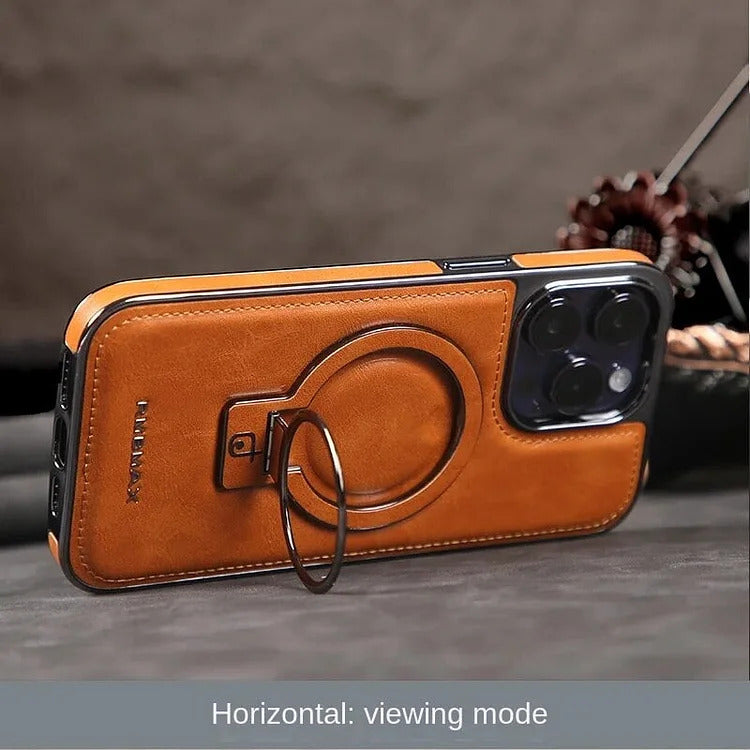 iPhone LuxeLeder Metalen Standhouder Hoesje