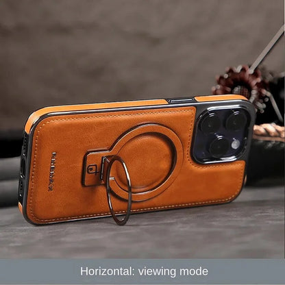 iPhone LuxeLeder Metalen Standhouder Hoesje