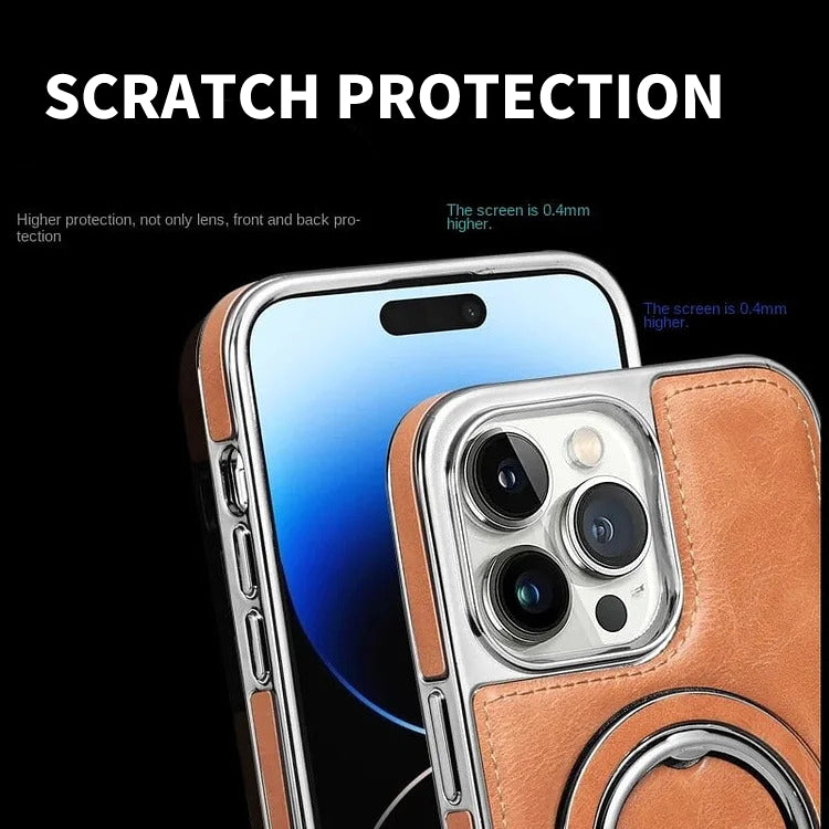iPhone LuxeLeder Metalen Standhouder Hoesje