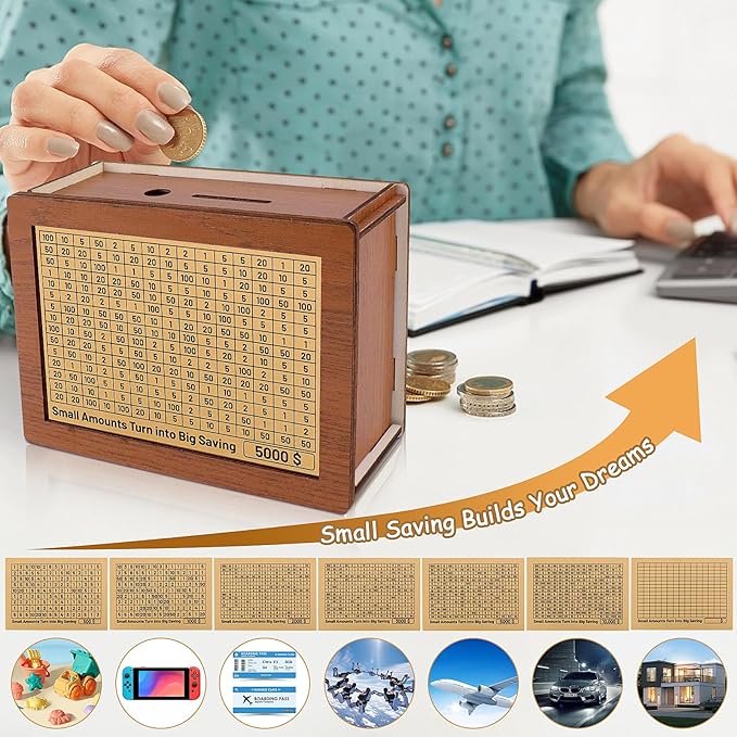Wooden Savings Challenge Box – Turn Saving into a Fun Habit