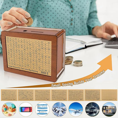 Wooden Savings Challenge Box – Turn Saving into a Fun Habit