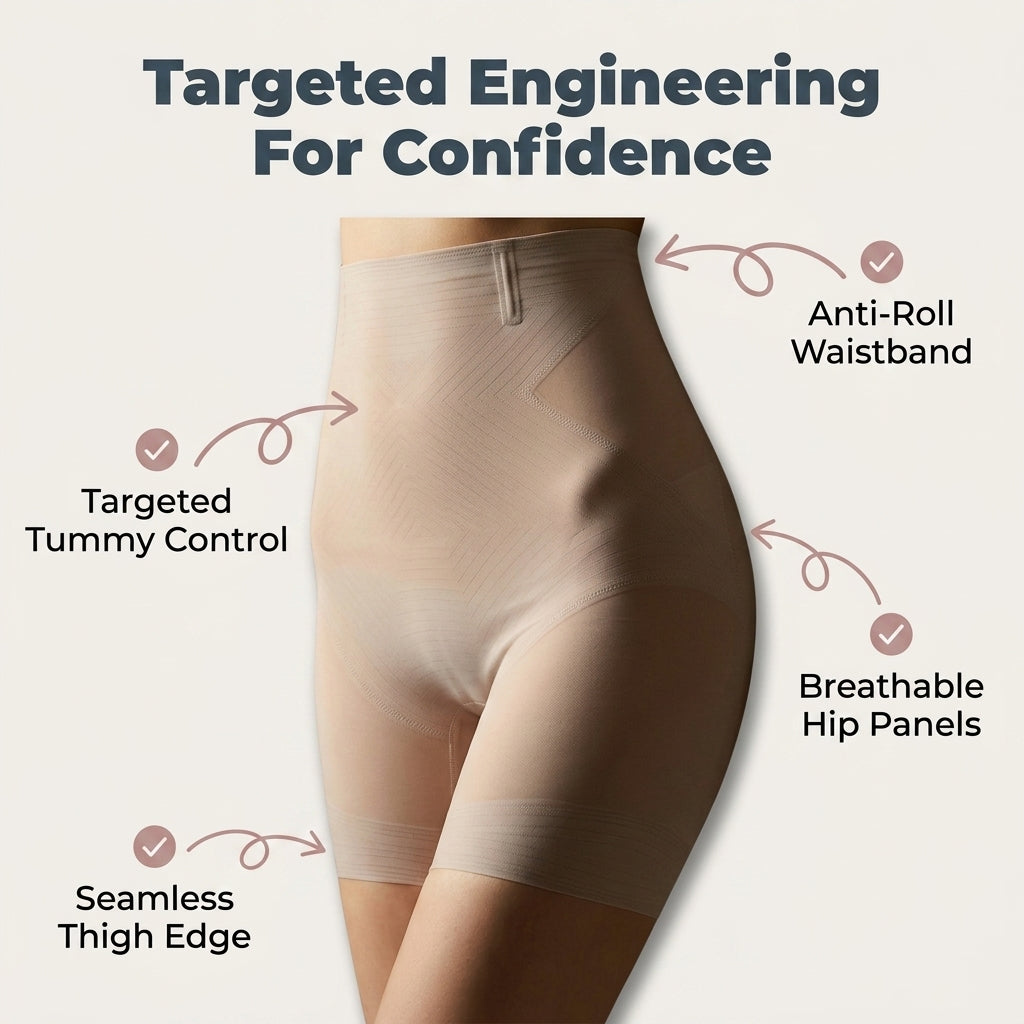 LuxeSculpt™ Seamless Tummy Control Shapewear Shorts