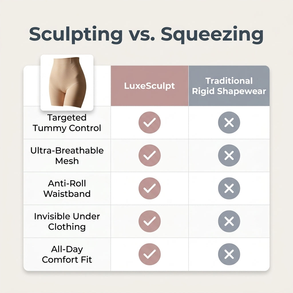 LuxeSculpt™ Seamless Tummy Control Shapewear Shorts