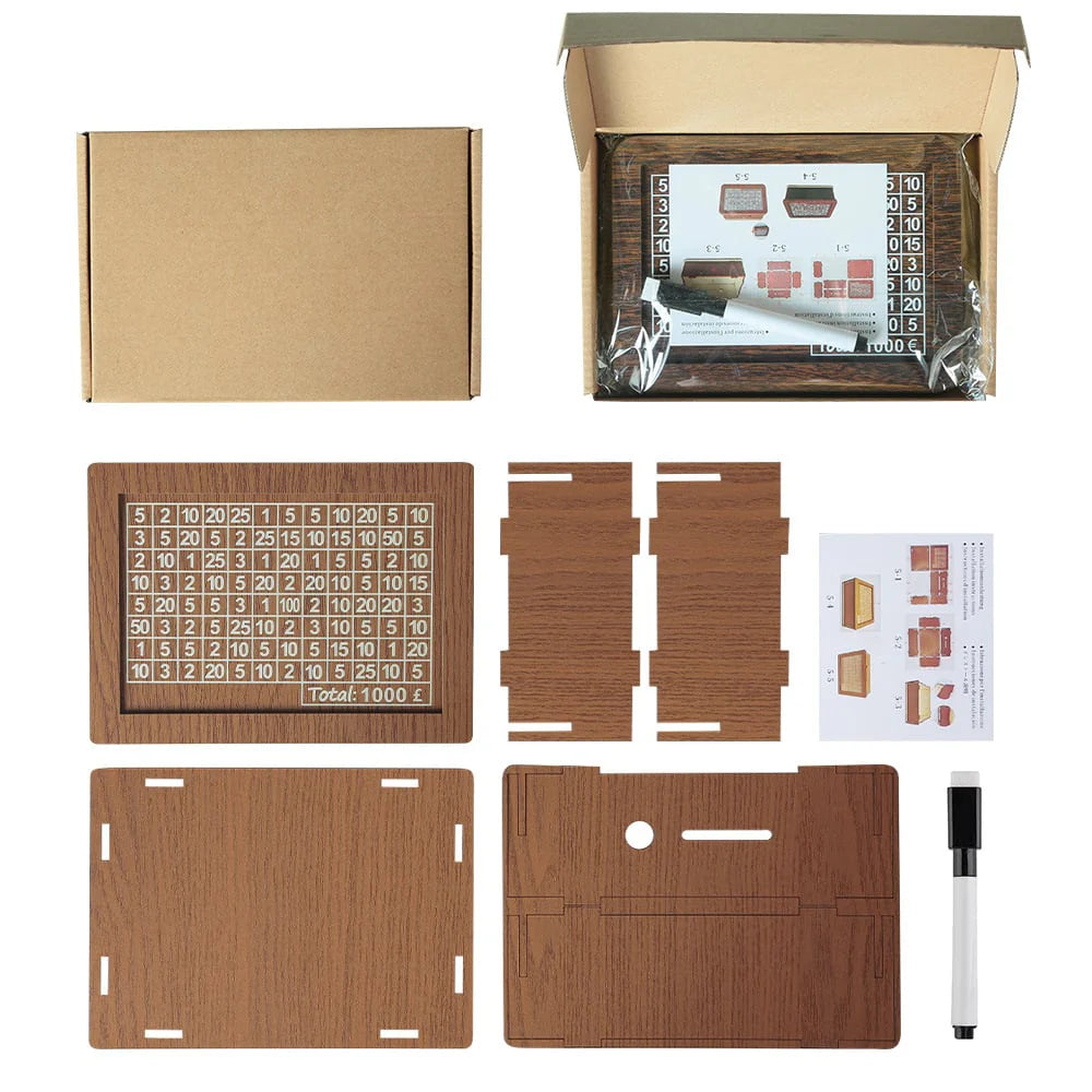 Wooden Savings Challenge Box – Turn Saving into a Fun Habit