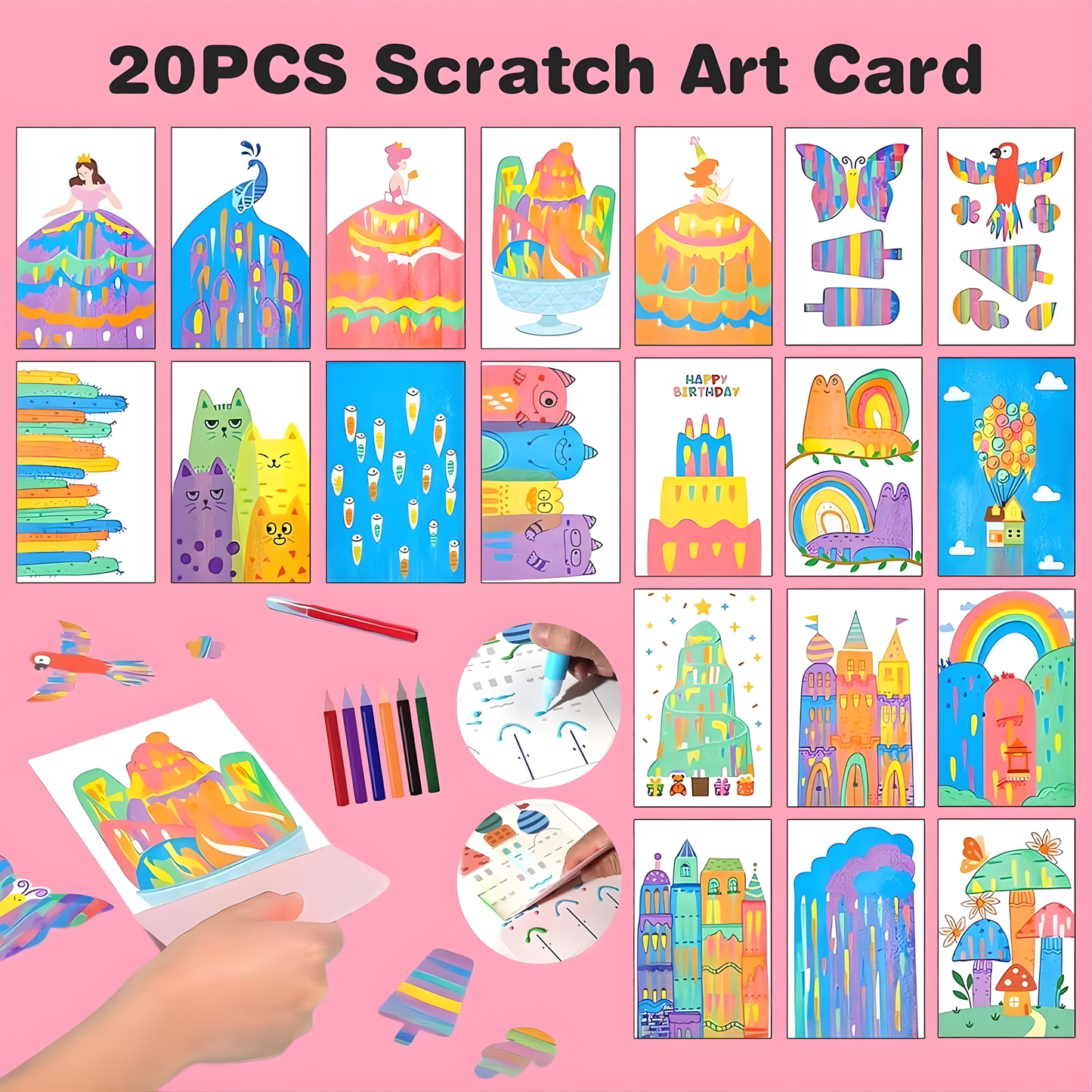 Magic Squeegee Verfset™ – Pel, Schraap & Ontdek Regenboogkunst