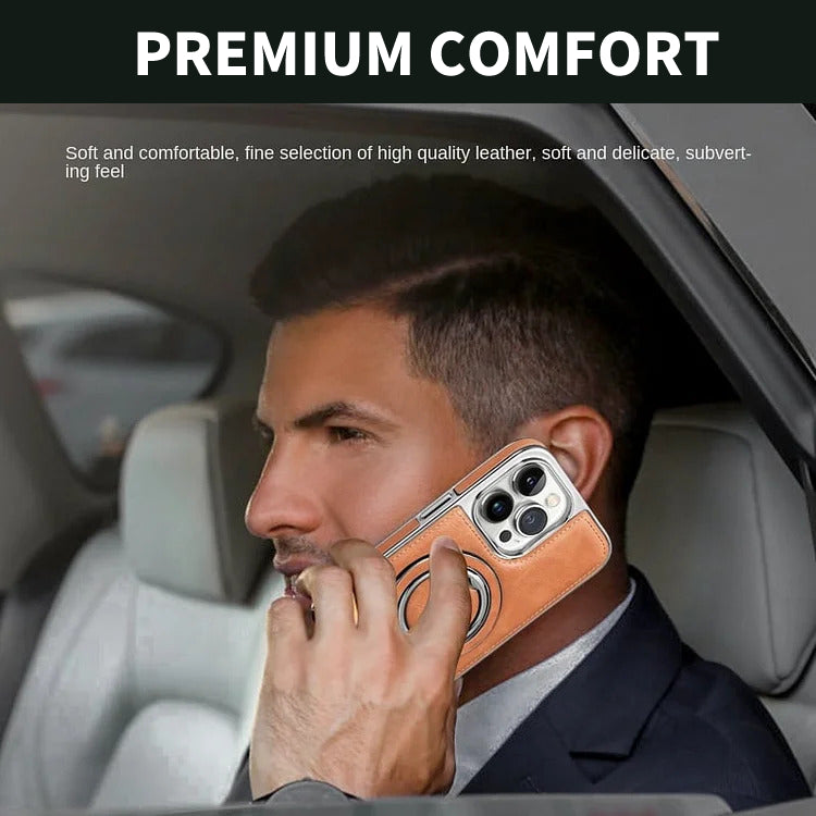 iPhone LuxeLeder Metalen Standhouder Hoesje