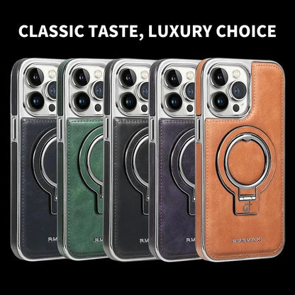 iPhone LuxeLeder Metalen Standhouder Hoesje